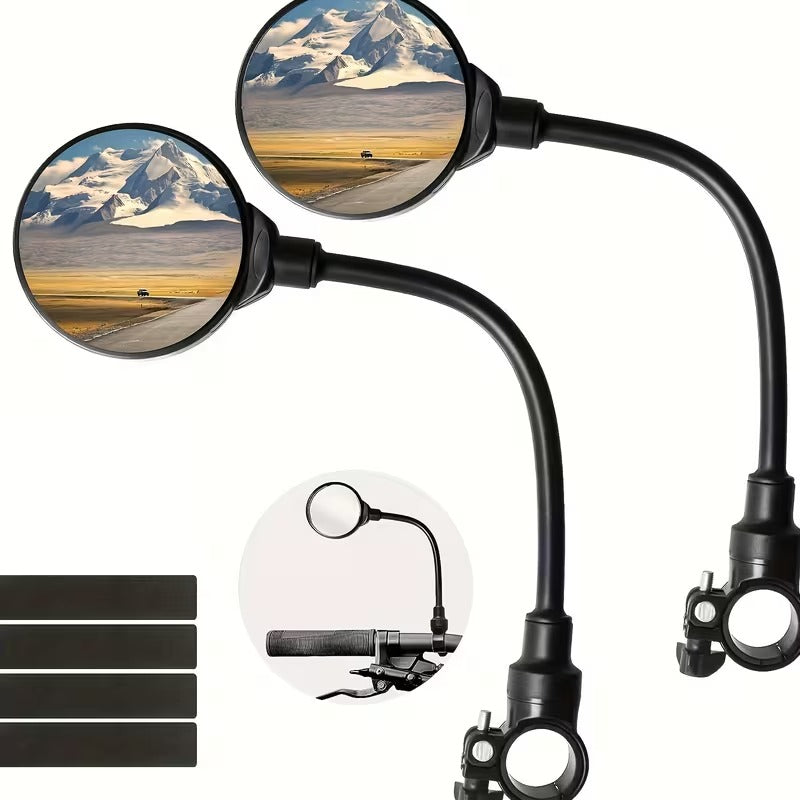 Lot de 2 Rétroviseurs de Vélo Convexes 360° – Miroirs Grand Angle Réglables pour Guidon