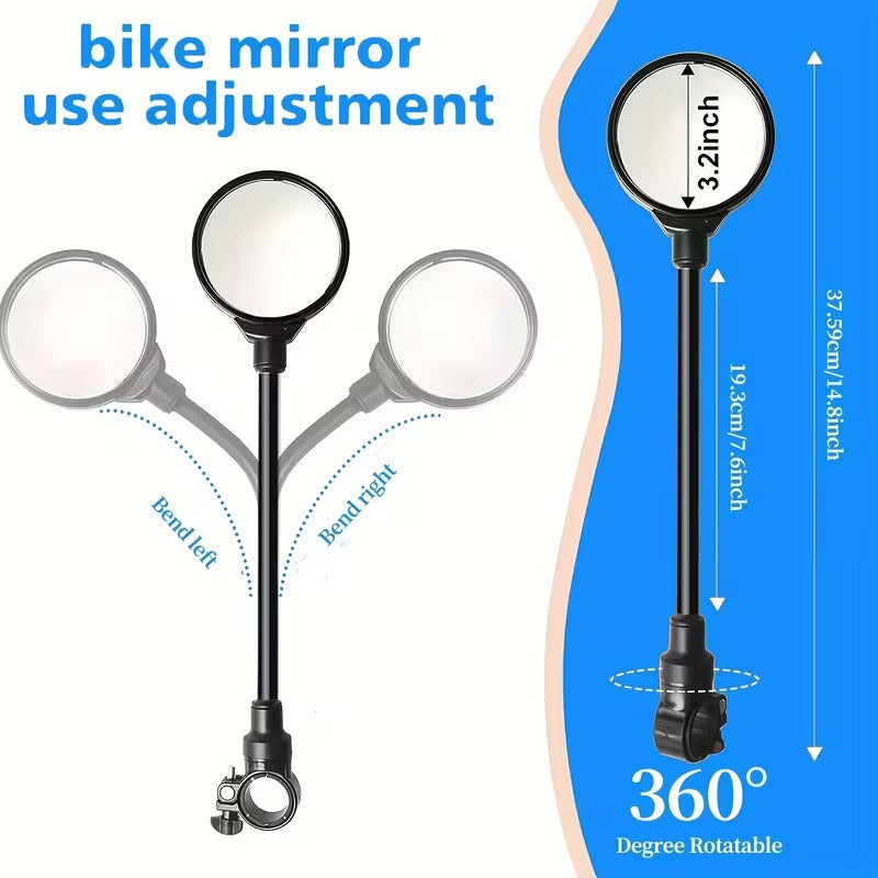 Lot de 2 Rétroviseurs de Vélo Convexes 360° – Miroirs Grand Angle Réglables pour Guidon