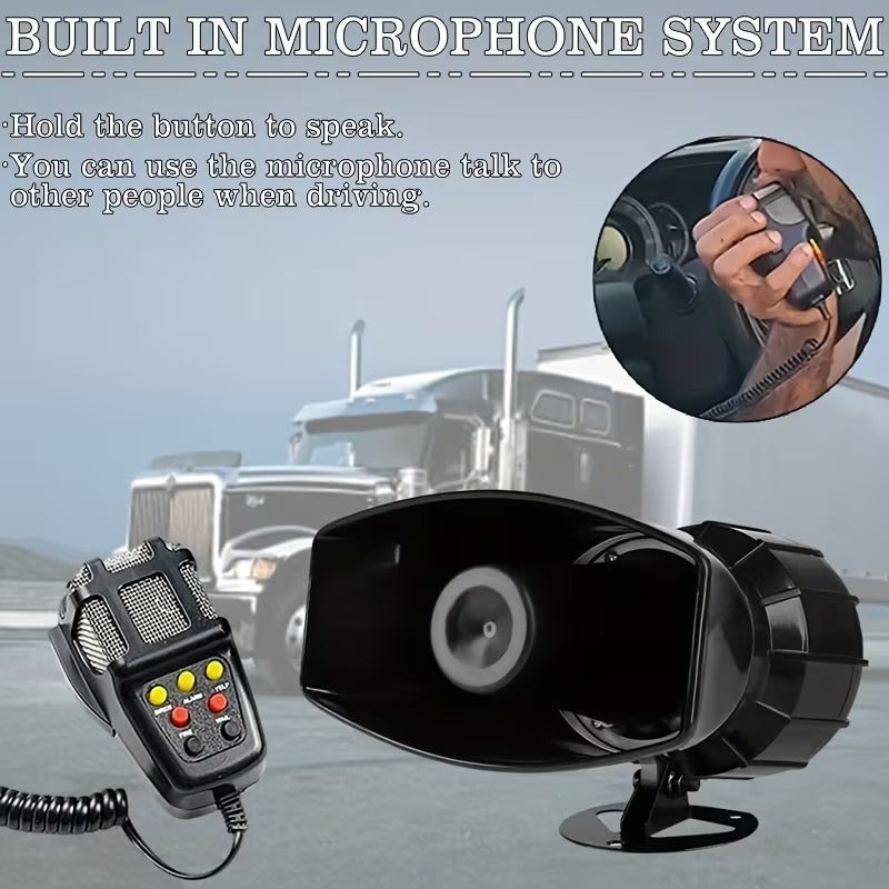 Klaxon 12V Sept Tons avec Microphone pour Voiture, Moto, Bateau et Véhicule Électrique