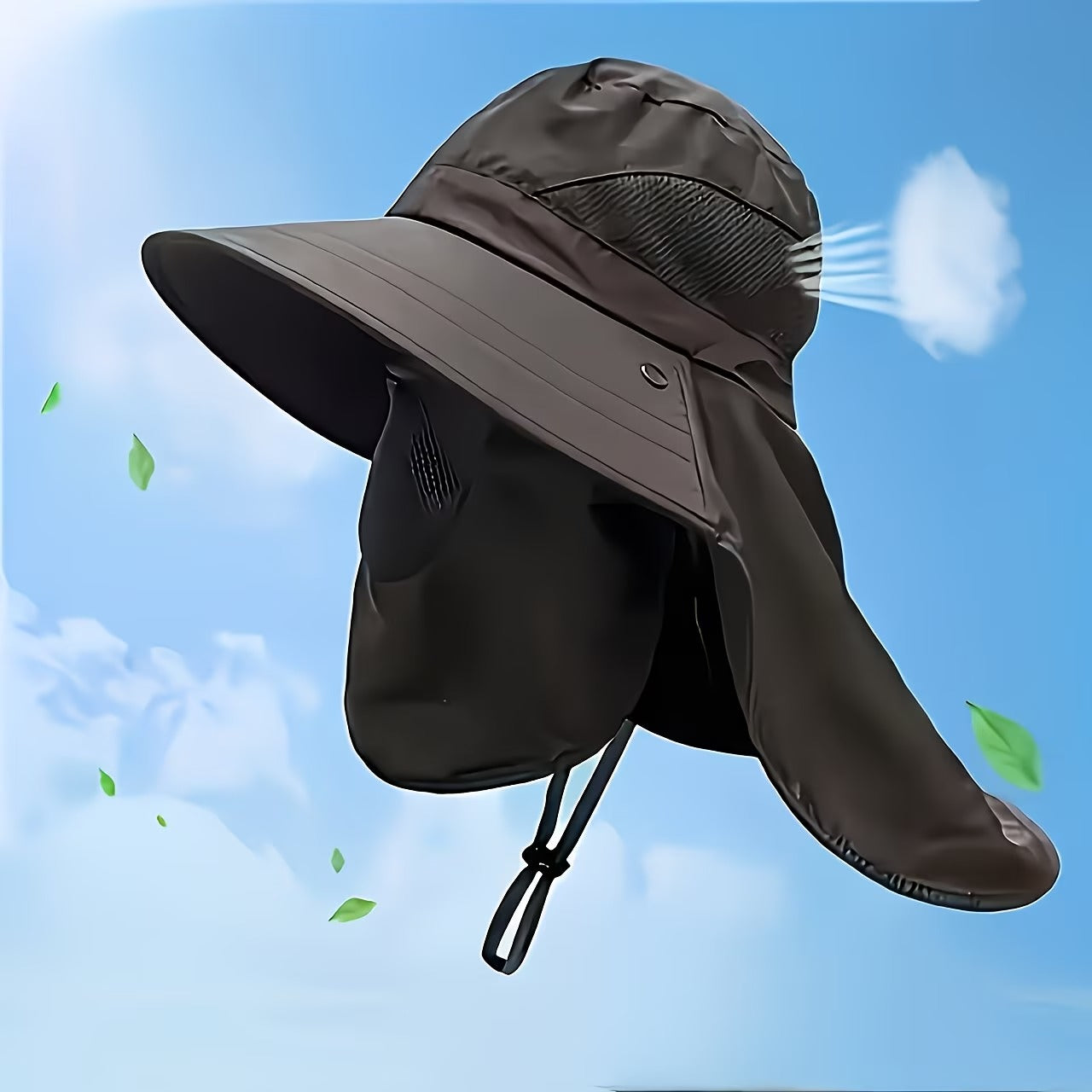 Chapeau d’Été Large Bord avec Protection Visage & Nuque – Vélo, Pêche, Randonnée