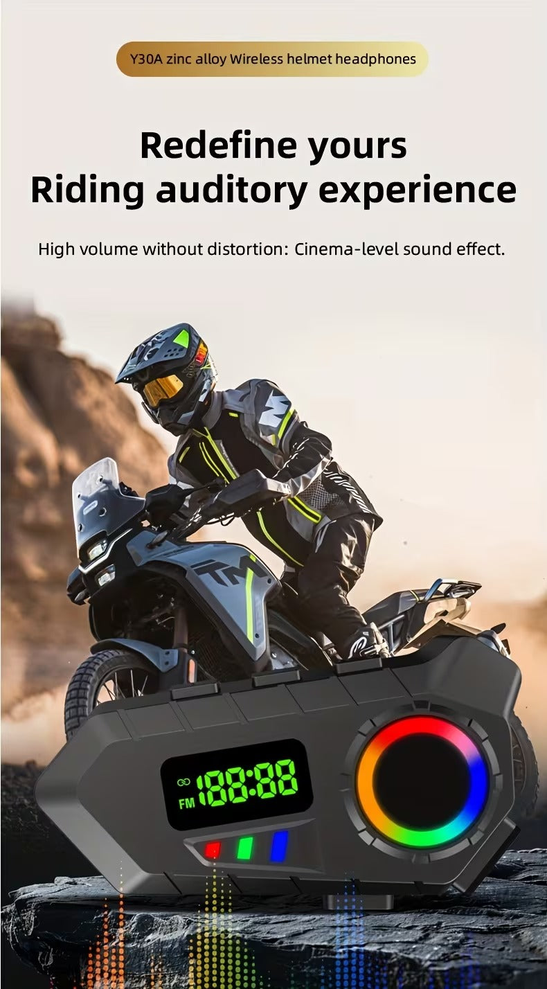 Ecouteur de Casque Sans Fil Y30A pour Moto et Vélo Électrique – Bluetooth 6.0, FM, Micro, Lumière RGB, IP65