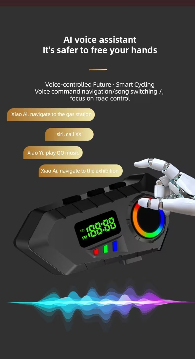 Ecouteur de Casque Sans Fil Y30A pour Moto et Vélo Électrique – Bluetooth 6.0, FM, Micro, Lumière RGB, IP65