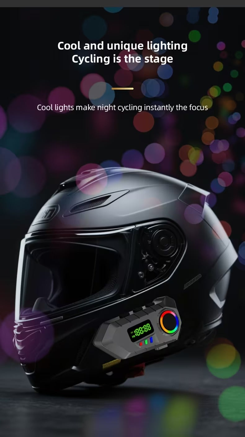 Ecouteur de Casque Sans Fil Y30A pour Moto et Vélo Électrique – Bluetooth 6.0, FM, Micro, Lumière RGB, IP65