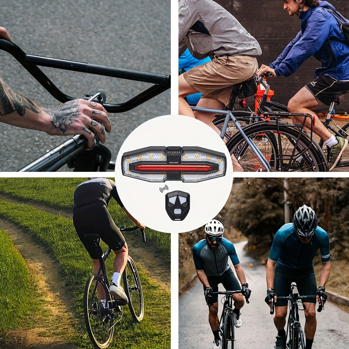 Feu arrière vélo LED rechargeable USB avec clignotants et télécommande sans fil