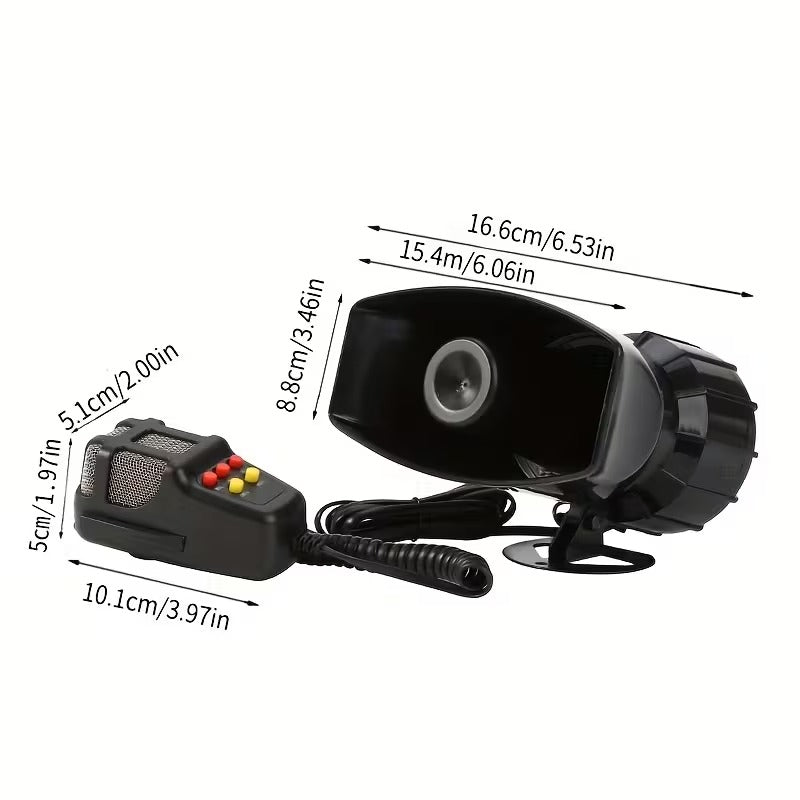 Klaxon 12V Sept Tons avec Microphone pour Voiture, Moto, Bateau et Véhicule Électrique