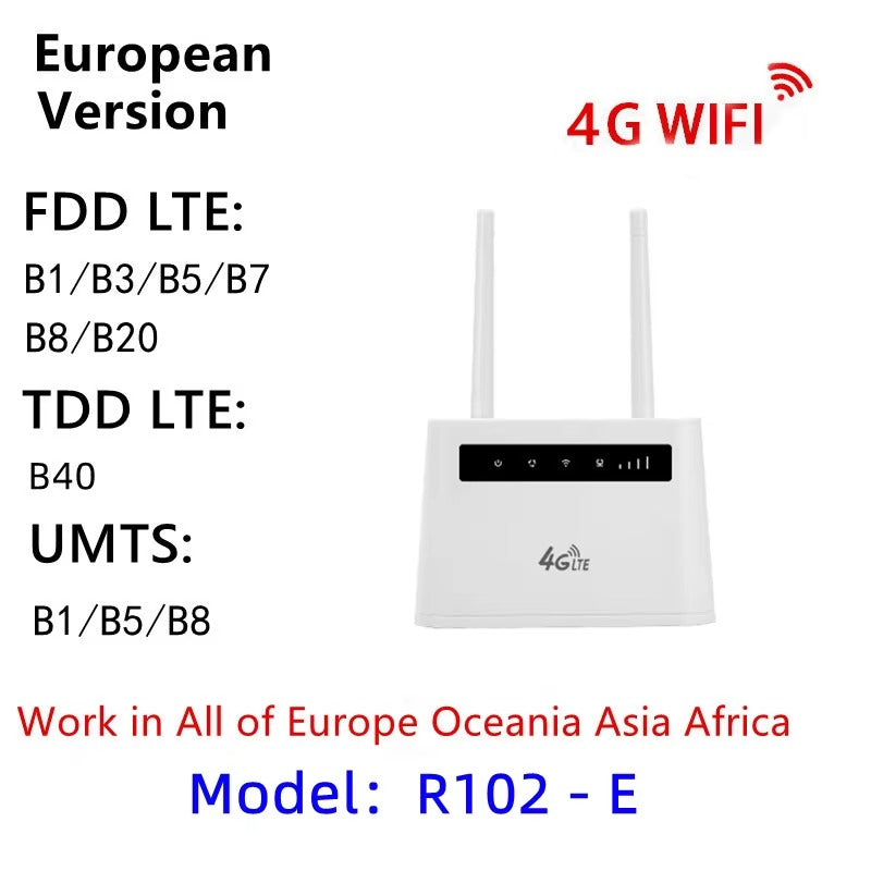 Routeur WiFi 4G LTE R102 avec Carte SIM et Connexion Ethernet