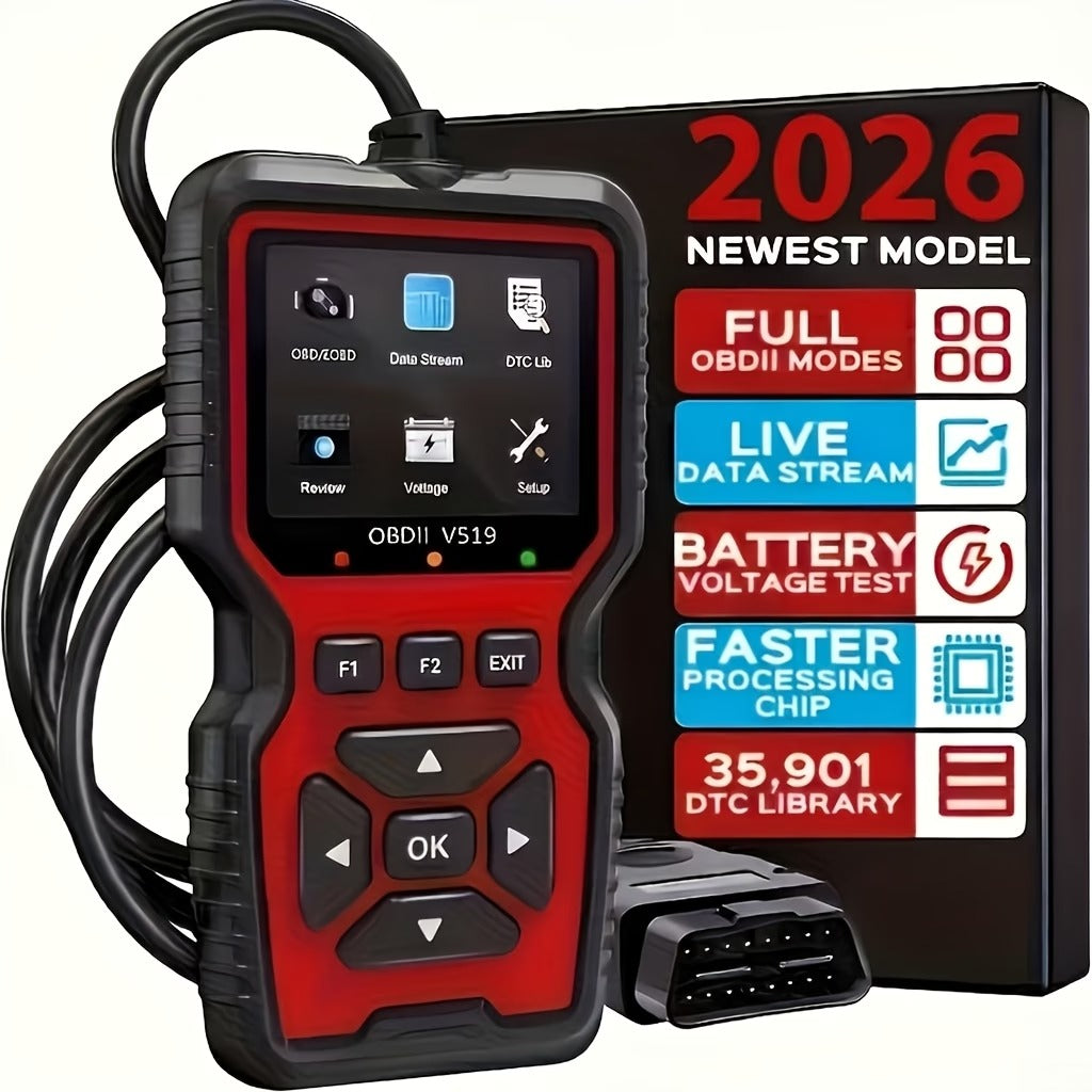 ماسح تشخيص السيارات OBD2 V519 – قارئ رموز مع شاشة ملونة وتحليل في الوقت الفعلي