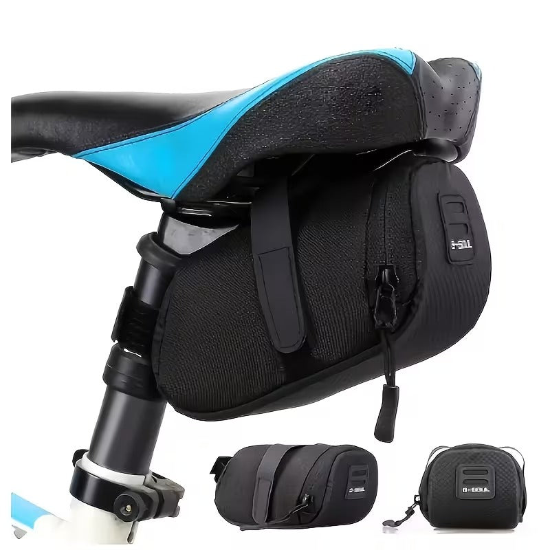 Poche de Selle VTT 15 × 7 × 7 cm – Sac de Rangement Compact en Tissu Oxford avec Bandes Réglables
