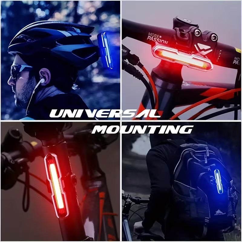 Feu Arriere de Velo LED COB Rechargeable USB 3 Couleurs