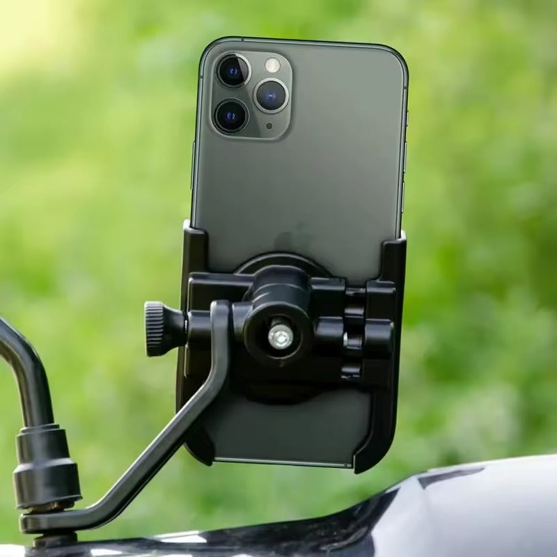 Support Téléphone Moto en Aluminium pour Fixation sur Rétroviseur – 50 à 95 mm