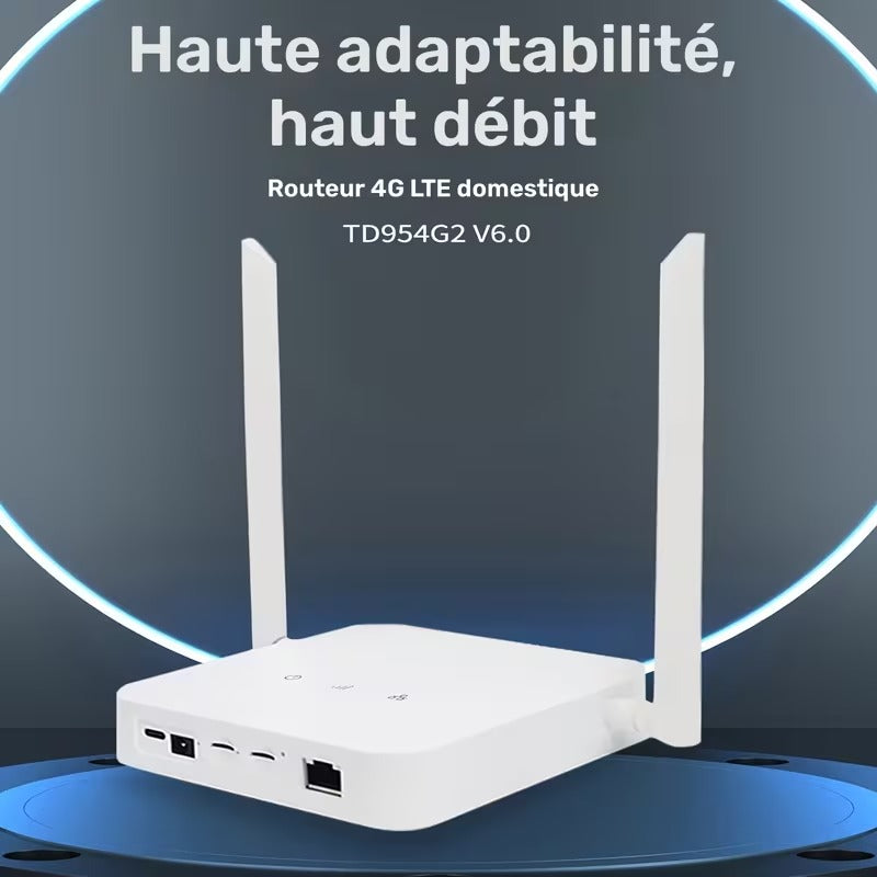 Routeur WiFi 4G LTE Double SIM TD954G2 V6.0 300Mbps avec Port Ethernet, Type-C et DC 12V