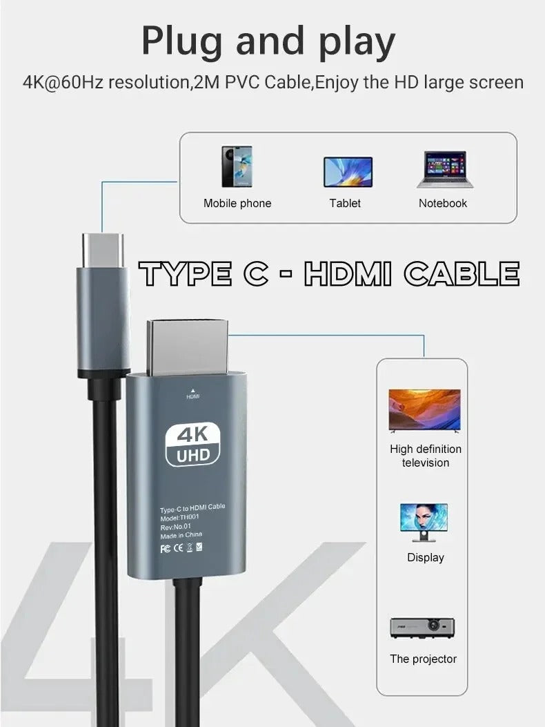 Type-C vers HDMI 4K 2m