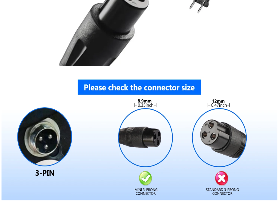 Chargeur Intelligent 42-36V/2A Connecteur 3 Broches Mini (8.9 mm)