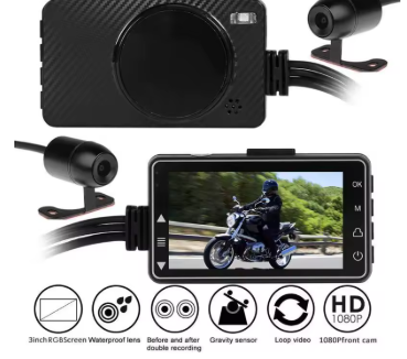 caméra DVR moto 2 channels Full HD 1080P