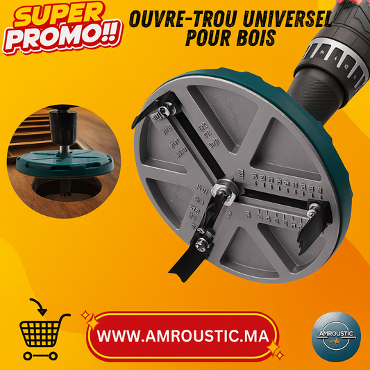 Ouvre-trou Universel Réglable 45–130 mm – Scie Cloche pour Bois | Forage Précis & Ajustable