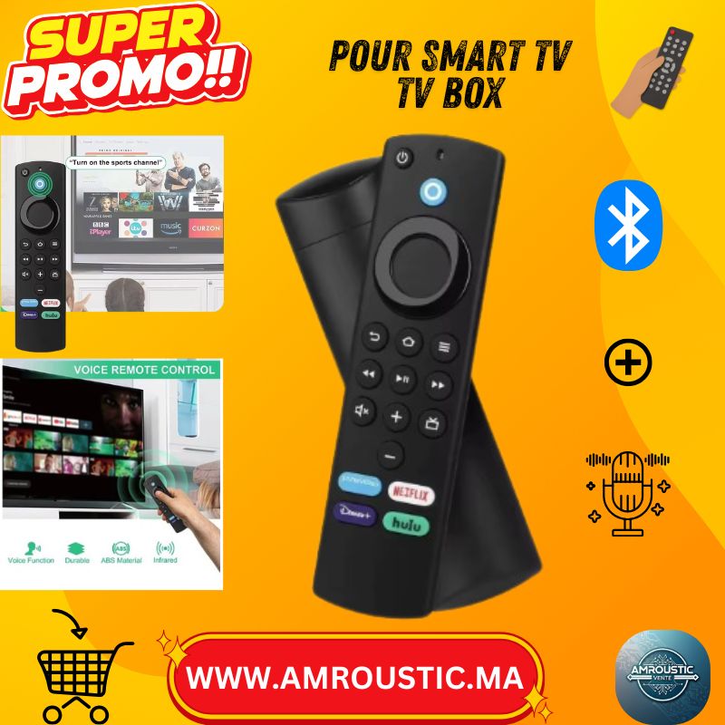 Télécommande Vocale Bluetooth de Remplacement pour Amazon Fire TV Stick / Fire TV Cube – Contrôle IR + Boutons Apps