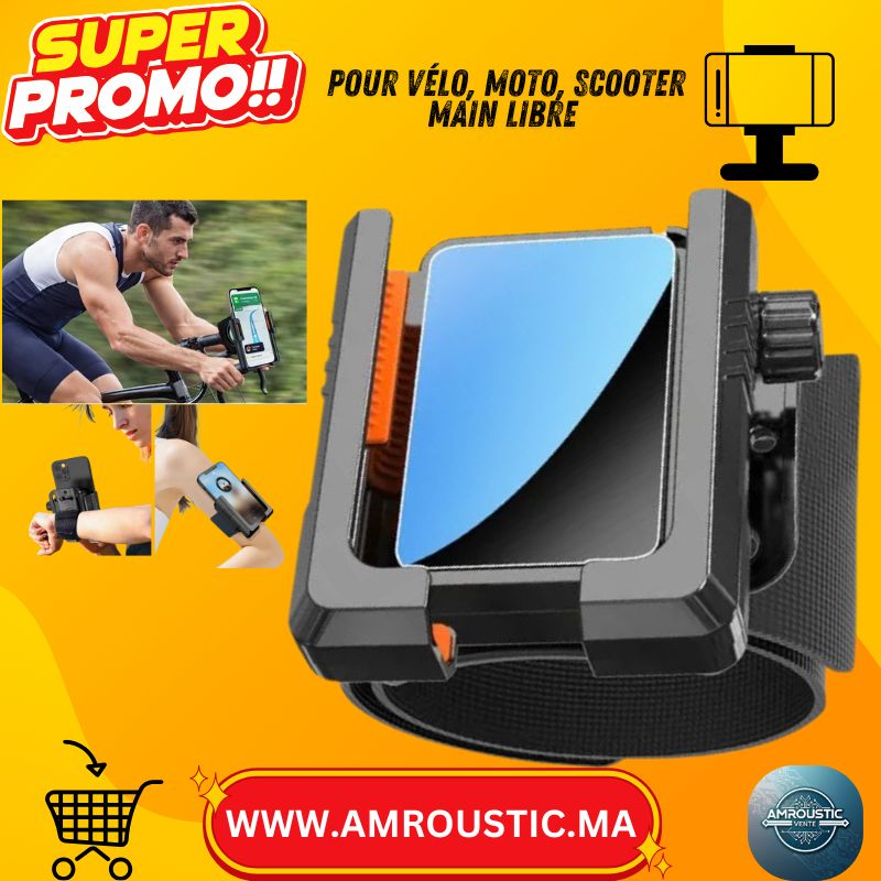 حامل هاتف للدراجات الهوائية/النارية - حامل مقود دوار 360 درجة (تثبيت مضاد للاهتزاز "بالجاذبية")