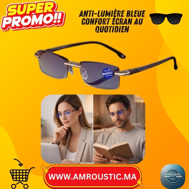 Lunettes de Lecture Sans Monture AHORA – Carré, Anti-Lumière Bleue, Unisexe (RG0008A)