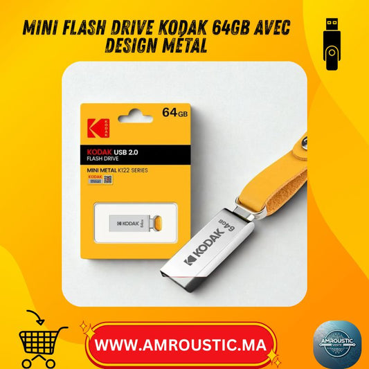 ذاكرة فلاش USB من كوداك 64 جيجابايت USB 2.0 صغيرة معدنية K122 - محرك أقراص فلاش مدمج مع حلقة مفاتيح