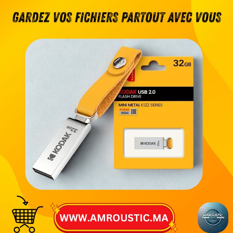 Clé USB Kodak USB 2.0 Mini Metal K122 – Flash Drive Compacte avec Porte-clés