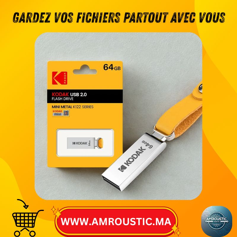 Clé USB Kodak USB 2.0 Mini Metal K122 – Flash Drive Compacte avec Porte-clés