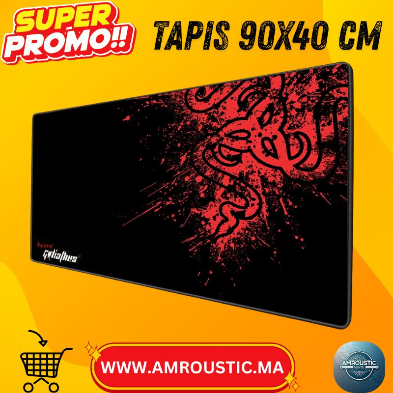 Tapis de Souris Gaming XXL 900×400 mm – Modèles Fnatic / Razer – Surface Antidérapante