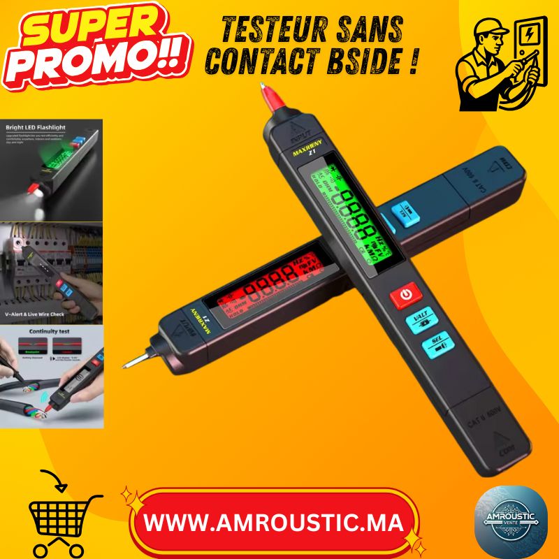 BSIDE Z1 – Détecteur de Tension Numérique Intelligent, Testeur Électrique Sans Contact, Indicateur de Fil Sous Tension, Multimètre d’Électricien