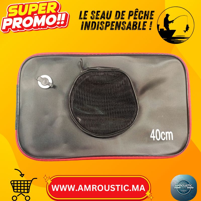 Seau de Pêche Pliable Haute Qualité – Conteneur pour Poissons Vifs & Appâts – Étanche, Renforcé, Portable – 40×25 cm