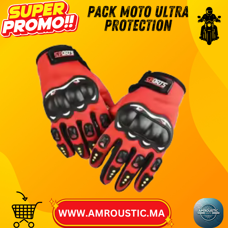 2 gants de moto haute protection + 1 cagoule respirante