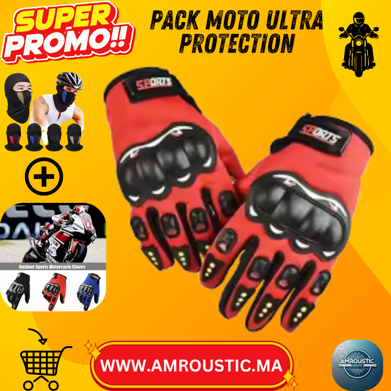 2 gants de moto haute protection + 1 cagoule respirante