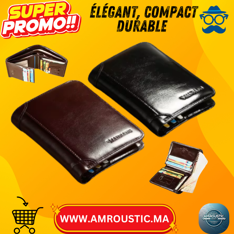 Portefeuille En Cuir Véritable Pour Hommes – Style Court & Haute Qualité