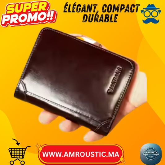 Portefeuille En Cuir Véritable Pour Hommes – Style Court & Haute Qualité