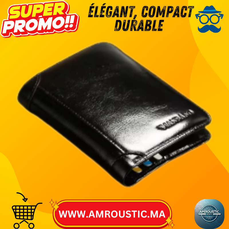 Portefeuille En Cuir Véritable Pour Hommes – Style Court & Haute Qualité