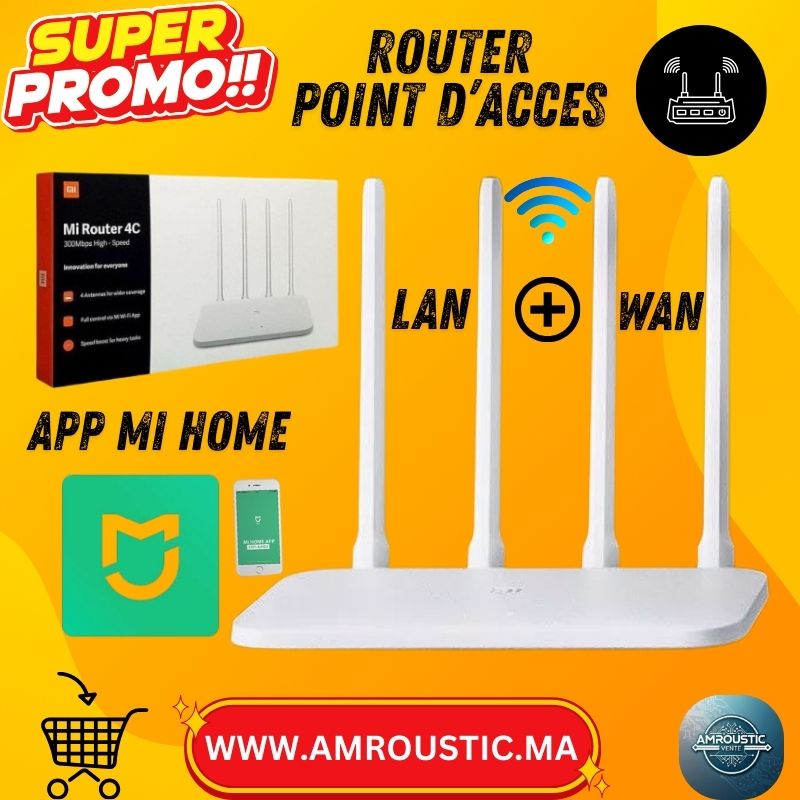 Xiaomi Mi Router 4C – Routeur Wi-Fi N300 2,4 GHz (300 Mbps) – 4 Antennes – Contrôle via appli