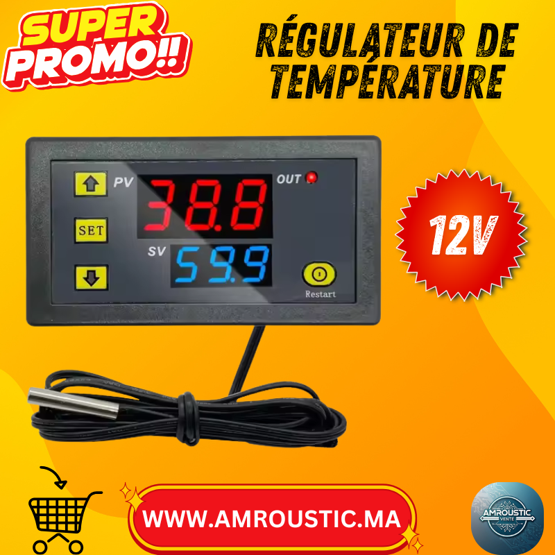 جهاز تحكم رقمي في درجة الحرارة - عالي الدقة، 12 فولت / 220 فولت