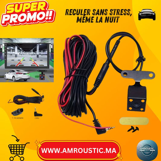 كاميرا رؤية ليلية عالية الدقة للرجوع للخلف – 4 مصابيح LED تعمل بالأشعة تحت الحمراء – عدسة مربعة – كابل بطول 5.5 متر – خياران للتوصيل