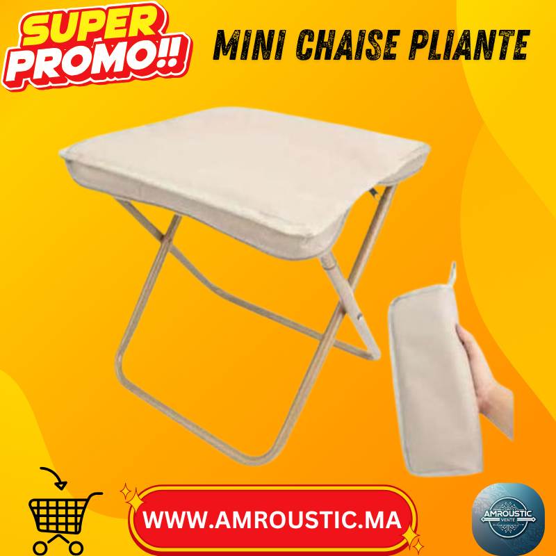 Mini Chaise Pliante de Voyage Beige – Compacte, Légère et Confortable pour Camping, Pêche et Plein Air
