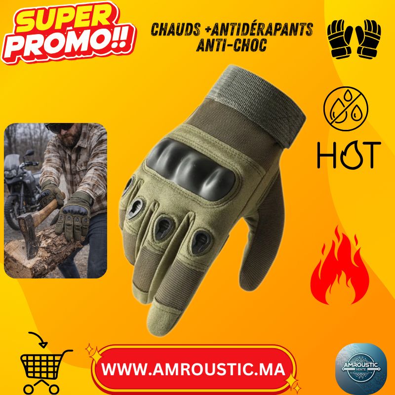 Gants Tactiques Renforcés Unisexes – Protection Antichocs, Antidérapants, Respirants + Écran Tactile (Outdoor/Moto)