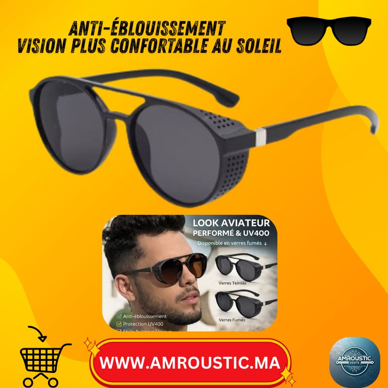 Lunettes de Soleil Semi-Aviateur Perforées – Verres Teintés | UV400 | Style Urbain (Homme/Femme)