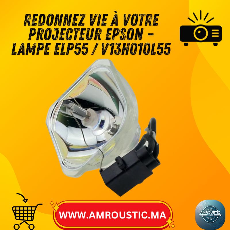 Lampe de Projecteur ELP55 / V13H010L55 – Compatible Epson EB-S7/S72/S8/S82/W7/W8/W8D/X7/X72/X8/X8e + EH-TW450 & EX31/EX51/EX71 (Remplacement)