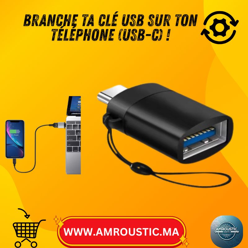 Adaptateur OTG USB-C vers USB-A 3.0 – Noir (Clé USB, Souris, Clavier, Manette)