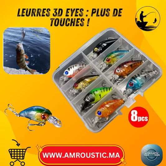 Kit 8 Leurres Crankbait Minnow Flottants (4,5 cm) – Appâts de Surface avec Boîte