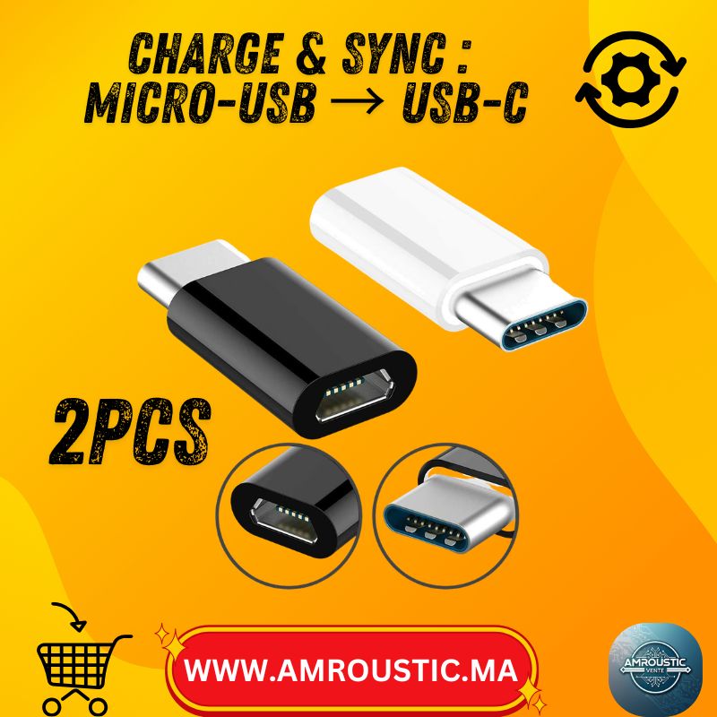 محول من منفذ Micro-USB إلى منفذ USB-C (النوع C) - محول للشحن ونقل البيانات