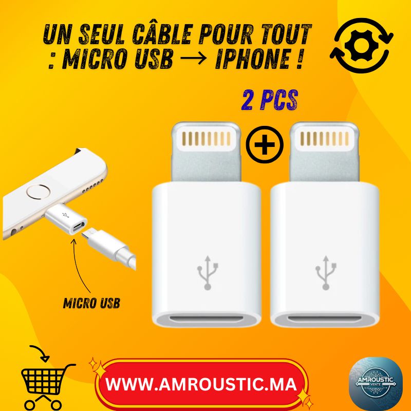محول Micro USB إلى Lightning (iOS) - محول iPhone/iPad (قطعتان)