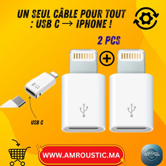 عبوة من محولين USB-C إلى iPhone (Lightning) - شحن + صوت (قطعتان)