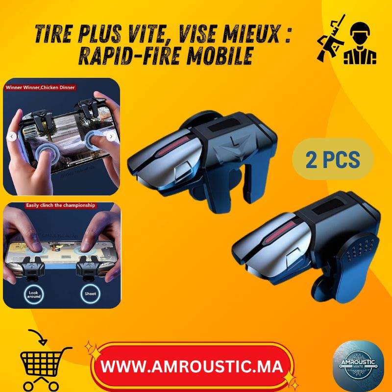 Manette / Gâchettes Rapid-Fire pour Mobile (2pcs) – 6 doigts – FPS PUBG / CODM / Free Fire