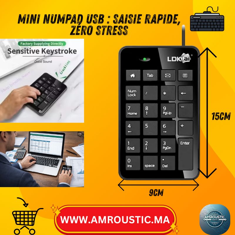 Clavier Numérique USB 23 Touches (Numpad) – Mini Keypad avec Raccourcis – Windows