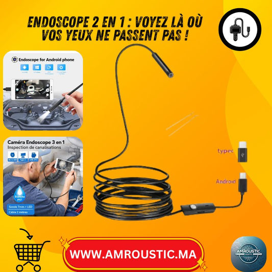 Caméra Endoscope USB 7mm – Câble 1,5 m – Compatible Android & PC (Étanche + LED)