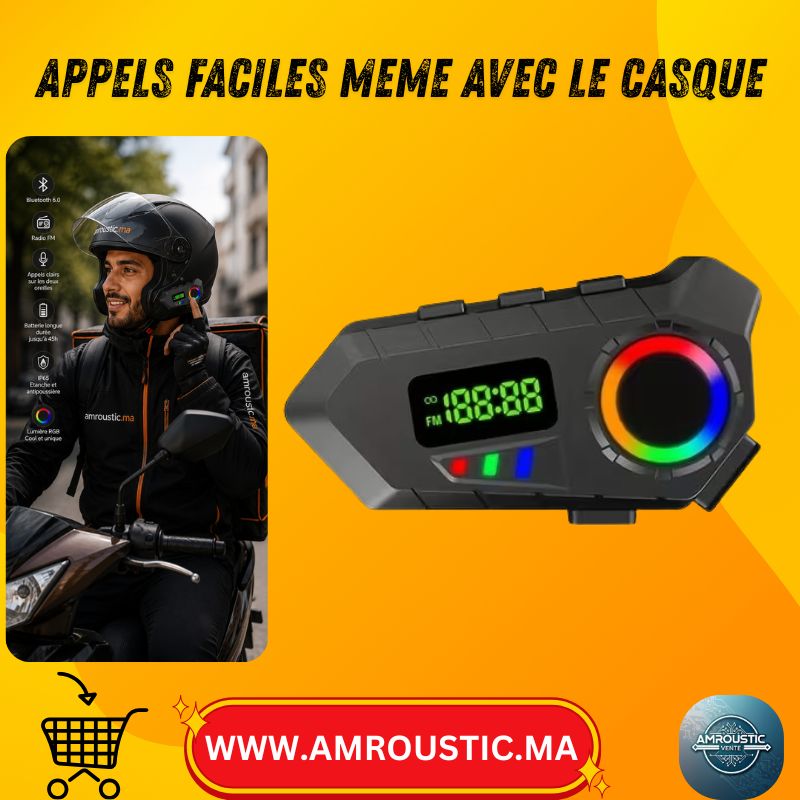 Ecouteur de Casque Sans Fil Y30A pour Moto et Vélo Électrique – Bluetooth 6.0, FM, Micro, Lumière RGB, IP65