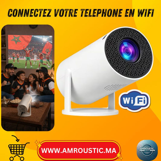 جهاز عرض صغير محمول WiFi بزاوية 180 درجة عالي الوضوح متوافق مع Android و iOS